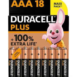 Pile alcaline AAA (LR03) Plus, lot de 18-Duracell
