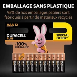 Pile alcaline AAA (LR03) Plus non rechargeable, lot de 12-Duracell