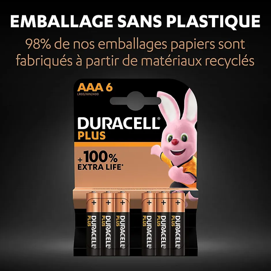 Pile alcaline AAA (LR03) Plus, lot de 6^Duracell Hot