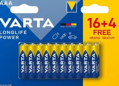 Pile alcaline AAA (LR03) Long-life Power D, lot de 20^Varta Best