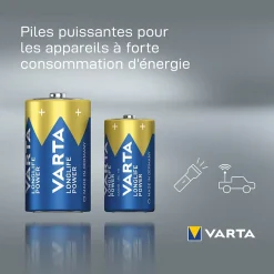 Pile alcaline D (LR20) Long-life Power D, lot de 2^Varta Discount