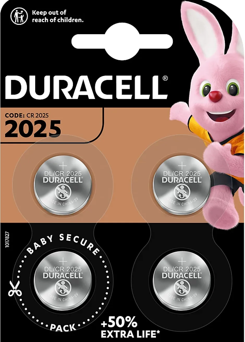 Pile au lithium CR2025 , lot de 4-Duracell Online