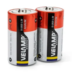 Pile pour lampe de poche alcaline, LR20 D, 1,5V. 2 pièces-Velamp