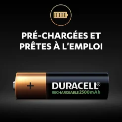 Pile rechargeable AA (LR6) 2500Mah, lot de 4^Duracell Hot