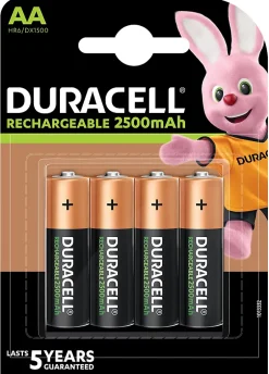 Pile rechargeable AA (LR6) 2500Mah, lot de 4^Duracell Hot