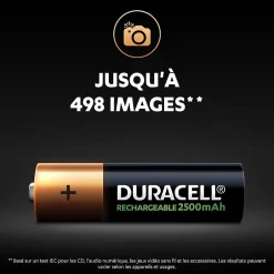 Pile rechargeable AA (LR6) 2500Mah, lot de 4^Duracell Hot