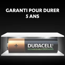 Pile rechargeable AA (LR6) 2500Mah, lot de 4^Duracell Hot