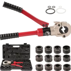 Pince à Sertir Hydraulique calibre 15 32mm, Pince a Sertir avec 12pcs Contour,Outil de sertissage hydraulique per Plomberie Presse^Teeno Clearance
