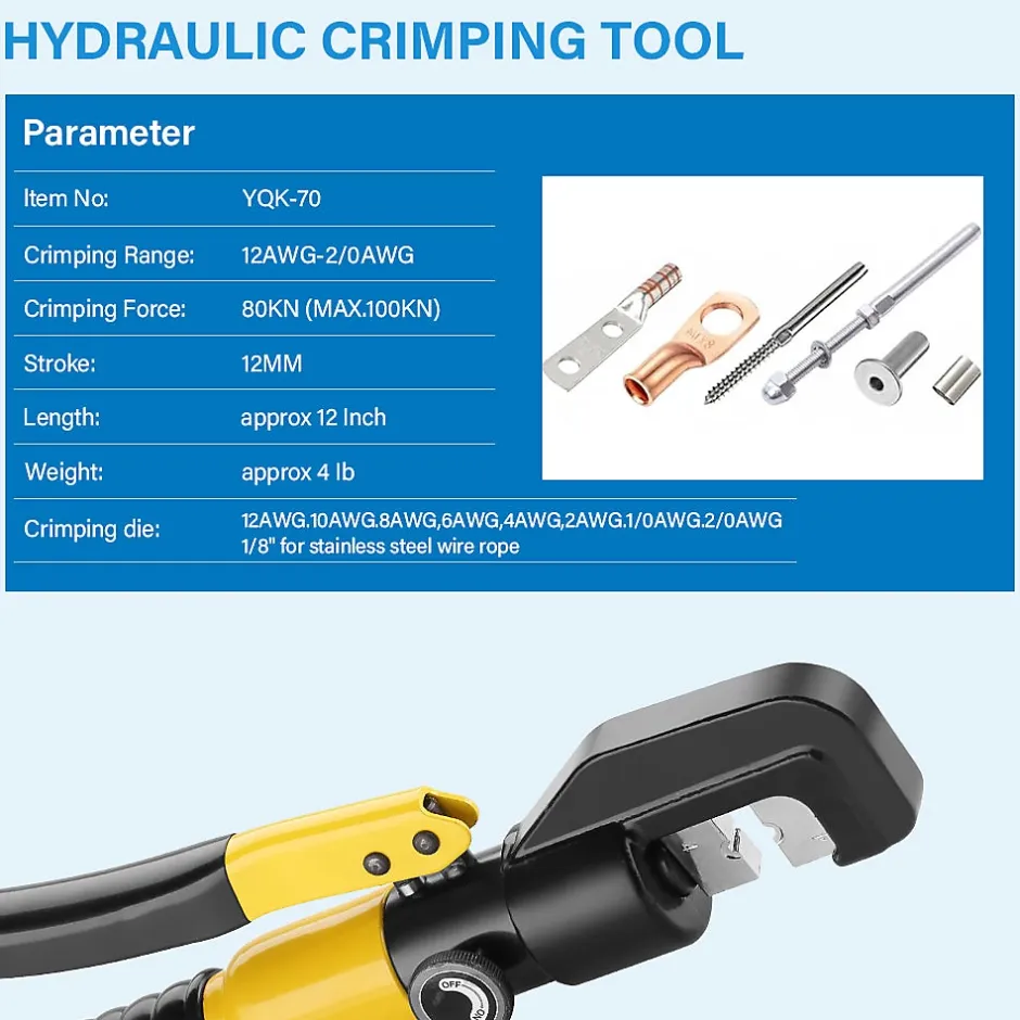 Pince à Sertir Hydraulique 10T avec 9 Matrices Hexagonales Course 12mm-Teeno Hot