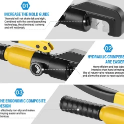 Pince à Sertir Hydraulique 10T avec 9 Matrices Hexagonales Course 12mm-Teeno Hot