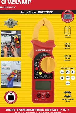Pince ampèremétrique 7 fonctions. Ecran rétroéclairé^Velamp Discount