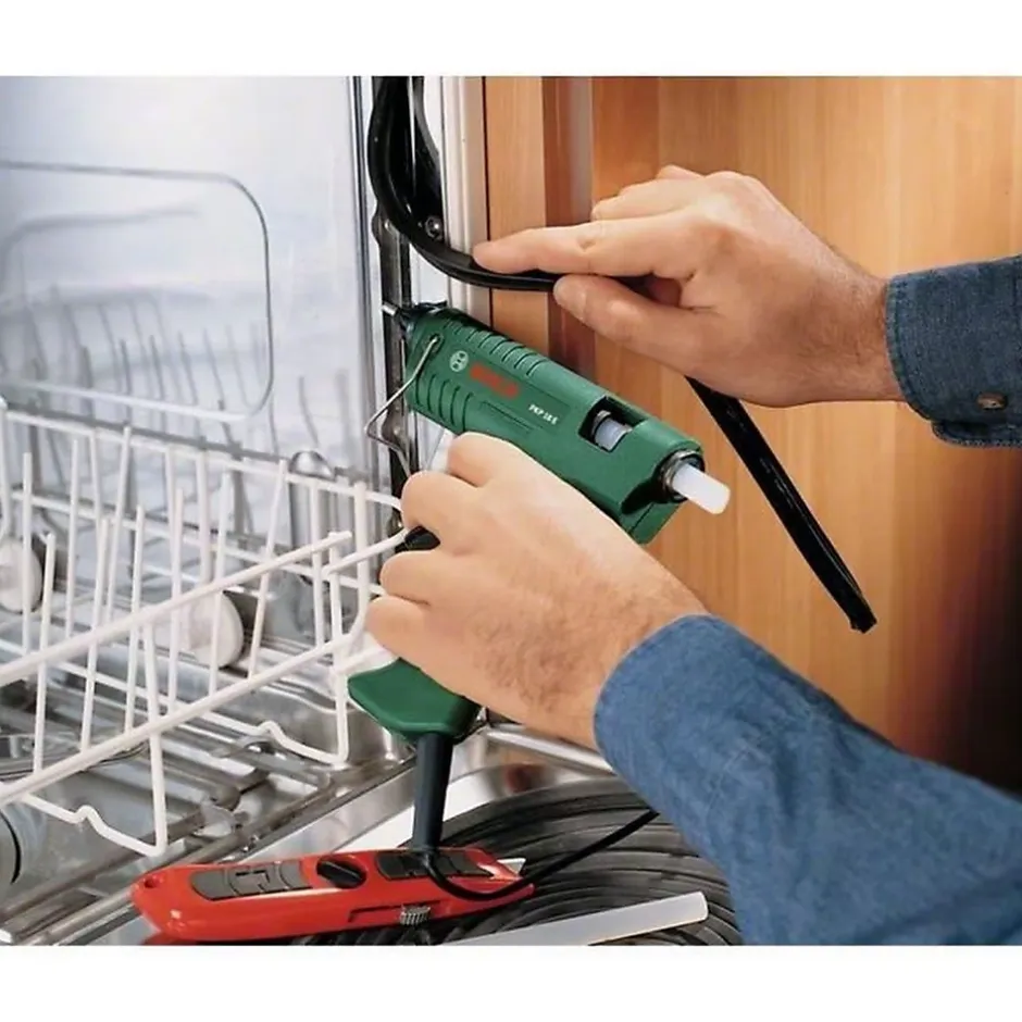 Pistolet à colle PKP 18 E Gluey Evergreen - 500 W, câble amovible, LED, coffret de transport-Bosch Hot