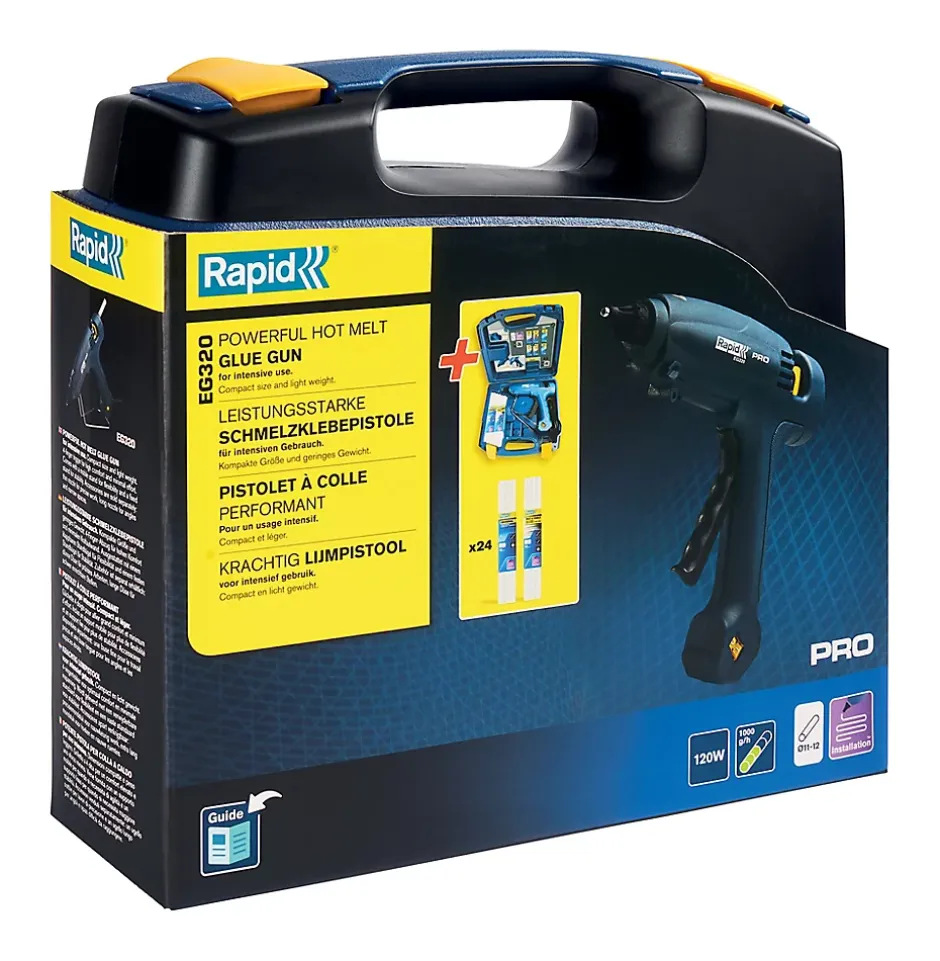Pistolet à colle Ø12mm EG320 spécial usage intensif en coffret-Rapid Best
