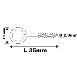 Piton à vis en acier zingué 35x16 mm - 20 pièces-Diall Hot