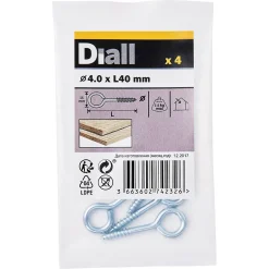 Piton à vis en acier zingué 40x17 mm - 4 pièces^Diall