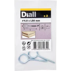 Piton à vis en acier zingué 50x19 mm - 2 pièces-Diall Discount