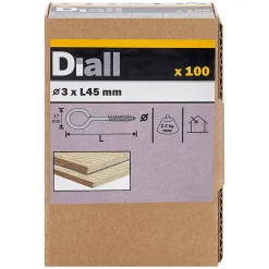 Piton à vis en acier zingué 45x19 mm - 100 pièces^Diall Clearance