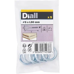 Piton à vis longs en acier zingué 90x32 mm - 5 pièces-Diall Discount