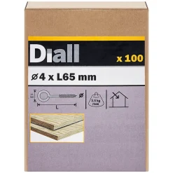 Piton à vis longs en acier zingué 65x27 mm - 100 pièces^Diall Outlet