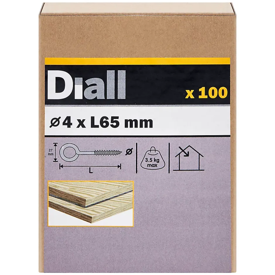 Piton à vis longs en acier zingué 65x27 mm - 100 pièces^Diall Outlet