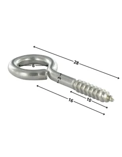 Piton Bois 3X16 Filetée sur 10 Longueur total 28 Oeil 6 Inox A2 - 10 pièces-Vis Express Discount