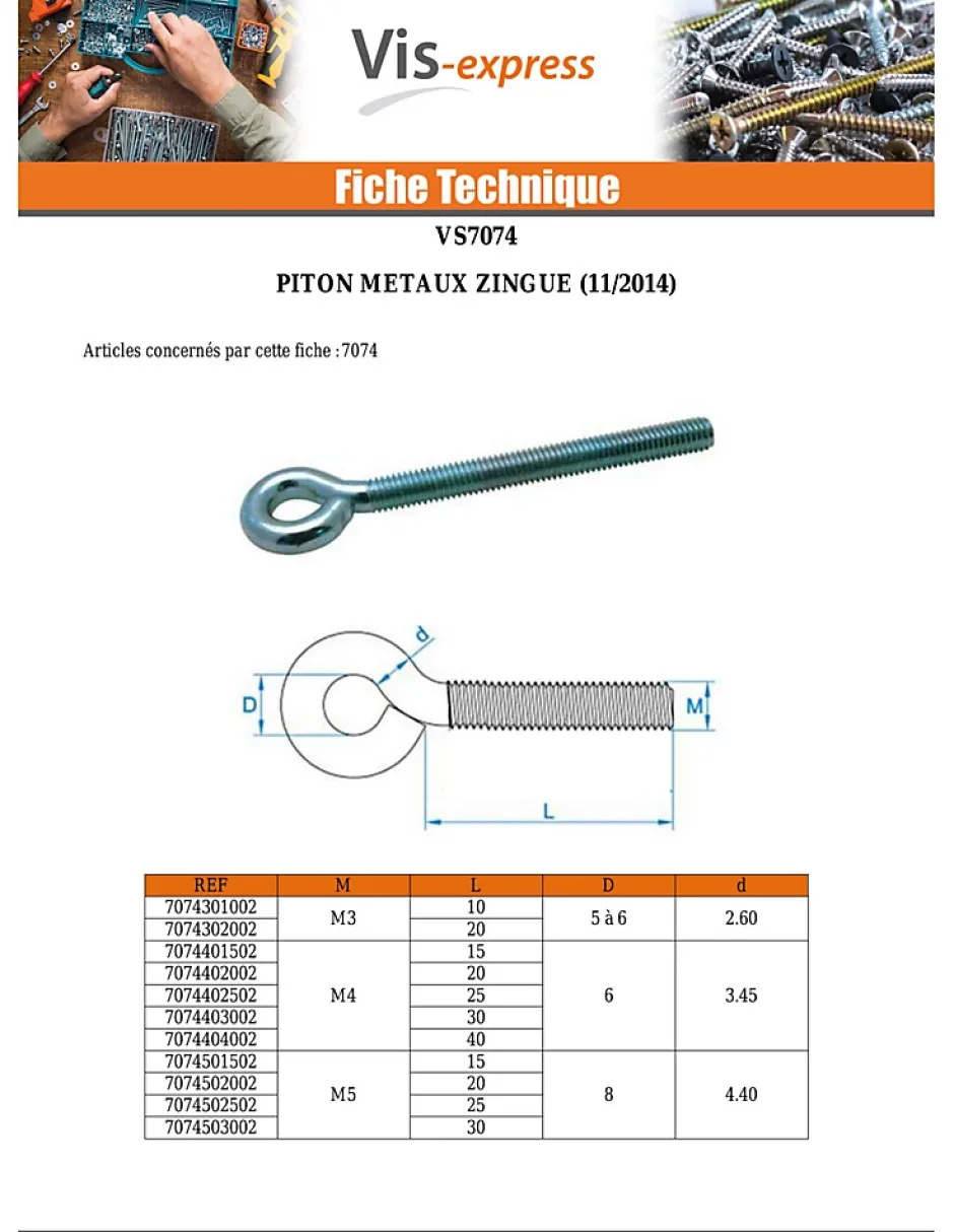 Piton Métaux M8X50 Diamètre Oeil 10 à 12 Acier zingué - 1 pièce^Vis Express Outlet