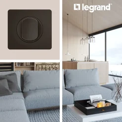 Plaque de finition 2 postes Céliane CP0122 coloris noir mat l.161 x P.9 x H.82 mm^Legrand