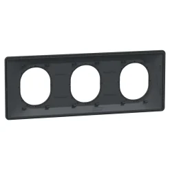 Plaque de finition 3 postes Ovalis S340706E coloris anthracite avec liseré laiton l.229 x P.10 x H.87 mm-Schneider Electric Hot