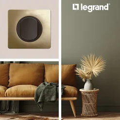 Plaque de finition 1 poste Céliane CP1621 coloris bronze satiné l.90 x P.9 x H.82 mm-Legrand Sale