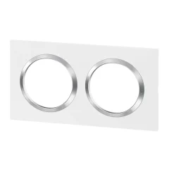 Plaque de finition 2 postes Dooxie 6 008 42 coloris blanc mat avec bague effet chrome l.158 x P.10 x H.87 mm^Legrand
