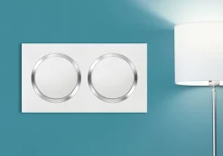 Plaque de finition 2 postes Dooxie 6 008 42 coloris blanc mat avec bague effet chrome l.158 x P.10 x H.87 mm^Legrand