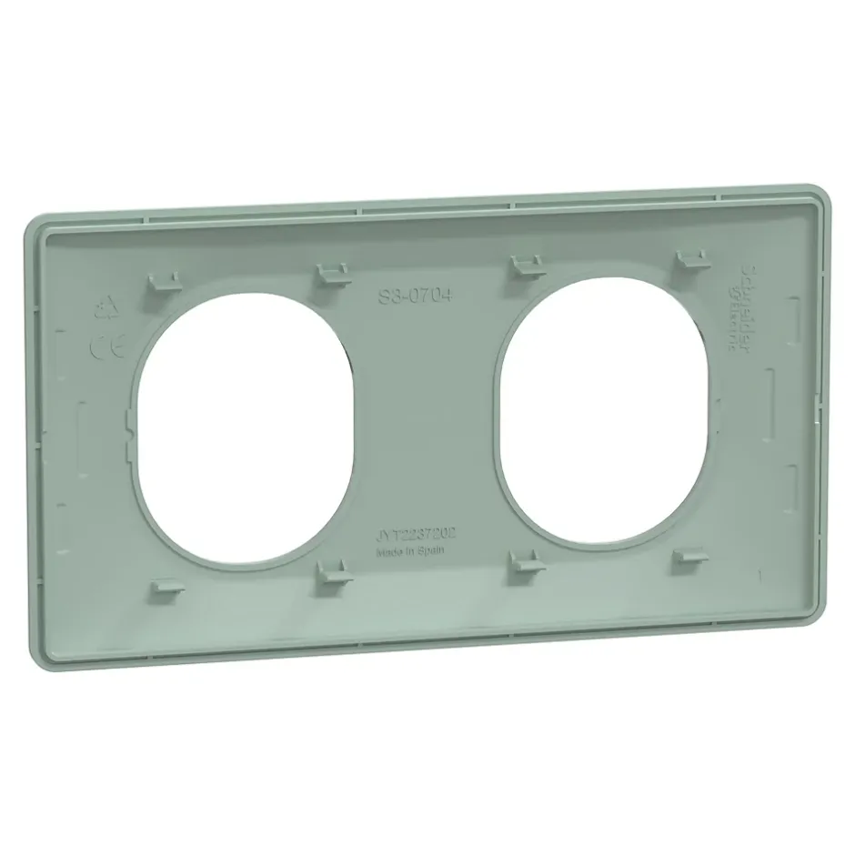 Plaque de finition 2 postes Ovalis S320704A coloris sauge l.158 x P.10 x H.87 mm^Schneider Electric Sale