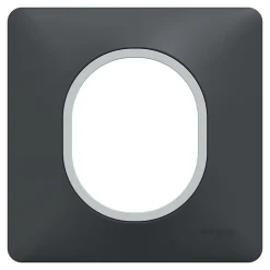Plaque de finition 1 poste Ovalis S340702G coloris anthracite avec liseré argent chromé l.87 x P.10 x H.87 mm^Schneider Electric Discount