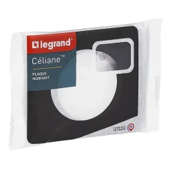 Plaque de finition 1 poste Céliane CP0121 coloris noir mat l.90 x P.9 x H.82 mm^Legrand Outlet
