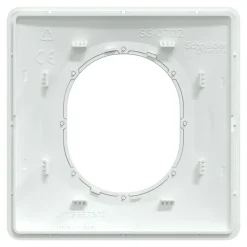 Plaque de finition 1 poste Ovalis S320702D coloris blanc avec liseré laiton l.87 x P.10 x H.87 mm-Schneider Electric Hot