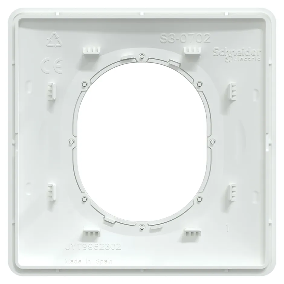 Plaque de finition 1 poste Ovalis S320702D coloris blanc avec liseré laiton l.87 x P.10 x H.87 mm-Schneider Electric Hot