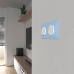 Plaque de finition 2 postes Ovalis S320704C coloris bleu azurin l.158 x P.10 x H.87 mm^Schneider Electric