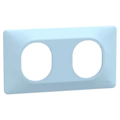 Plaque de finition 2 postes Ovalis S320704C coloris bleu azurin l.158 x P.10 x H.87 mm^Schneider Electric