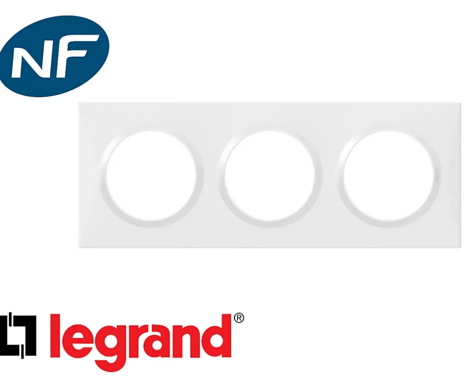 Plaque de finition blanche triple Dooxie-Legrand Hot
