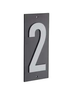 Plaque de signalisation 2, marquage blanc sur fond noir, panneau ABS à visser, 56x120mm -^Thirard