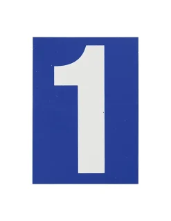 Plaque de signalisation 1, marquage blanc sur fond bleu, panneau PVC adhésif, 65x90mm --Thirard Outlet