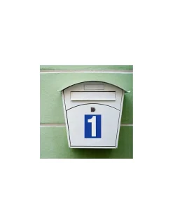 Plaque de signalisation 1, marquage blanc sur fond bleu, panneau PVC adhésif, 65x90mm --Thirard Outlet