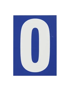 Plaque de signalisation 0, marquage blanc sur fond bleu, panneau PVC adhésif, 65x90mm -^Thirard Discount
