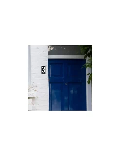 Plaque de signalisation 3, marquage blanc sur fond noir, panneau ABS à visser, 56x120mm --Thirard