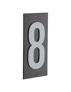 Plaque de signalisation 8, marquage blanc sur fond noir, panneau ABS à visser, 56x120mm -^Thirard Sale