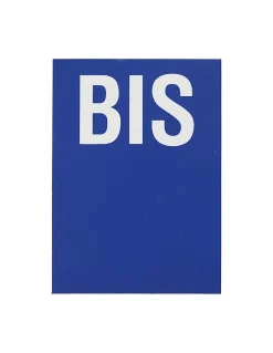 Plaque de signalisation BIS, marquage blanc sur fond bleu, panneau PVC adhésif, 65x90mm --Thirard
