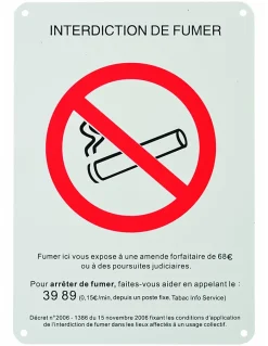 Plaque de signalisation Défense de fumer, polystyrène rigide à visser, 148x120mm -^Thirard Sale