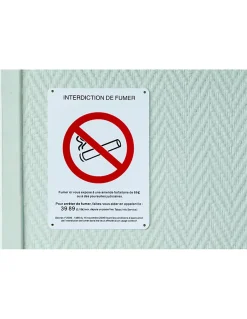 Plaque de signalisation Défense de fumer, polystyrène rigide à visser, 148x120mm -^Thirard Sale