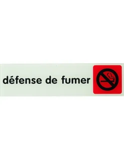 Plaque de signalisation Défense de fumer, plexiglass adhésif, 170x45mm --Thirard