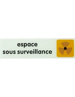 Plaque de signalisation Espace sous surveillance, plexiglass adhésif, 170x45mm --Thirard